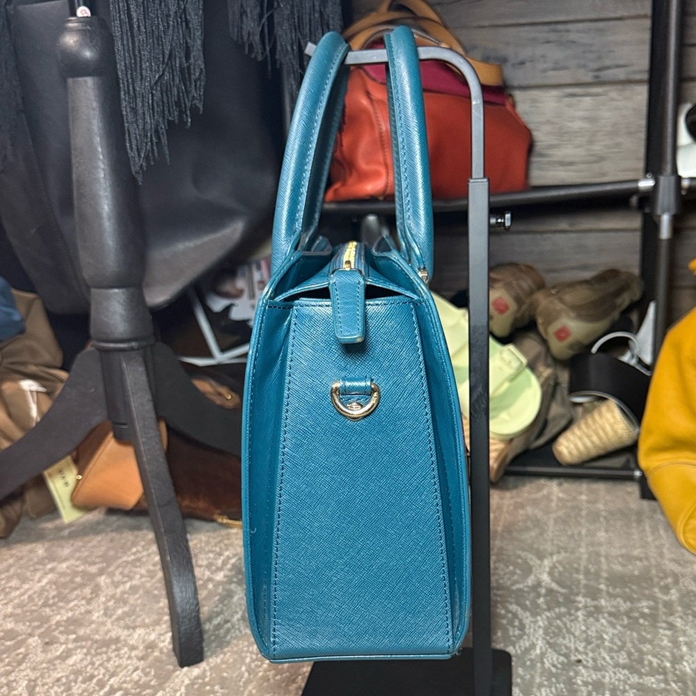 MCM Structured Saffiano Leather Satchel with Crossbody Strap - Picture 5 of 14
